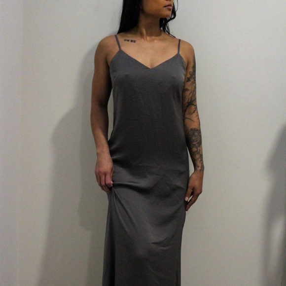 Grey Silk Maxi Dress - Picture 2 of 2